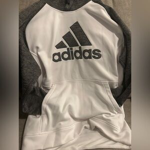 adidas White Hoodie with gray Logo Accents